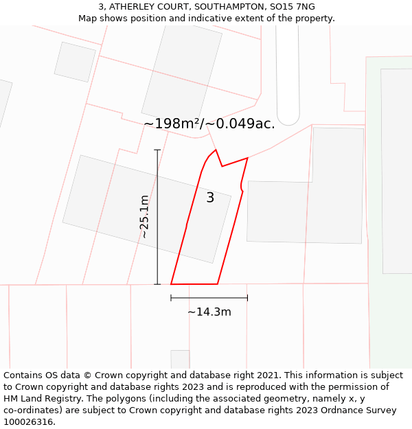 3, ATHERLEY COURT, SOUTHAMPTON, SO15 7NG: Plot and title map