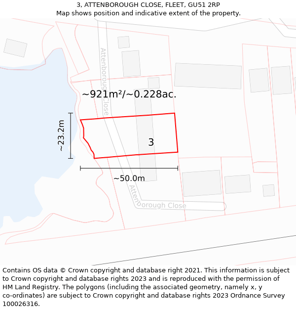 3, ATTENBOROUGH CLOSE, FLEET, GU51 2RP: Plot and title map