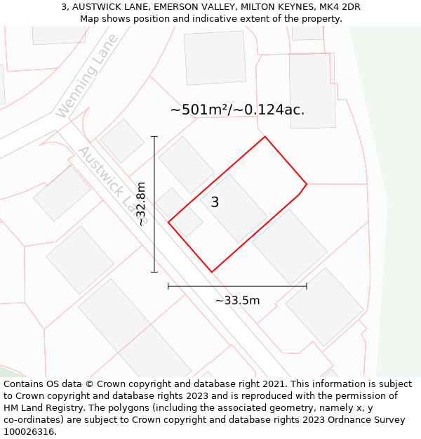 3, AUSTWICK LANE, EMERSON VALLEY, MILTON KEYNES, MK4 2DR: Plot and title map