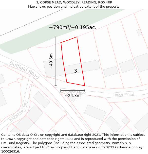 3, COPSE MEAD, WOODLEY, READING, RG5 4RP: Plot and title map