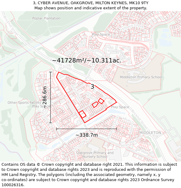 3, CYBER AVENUE, OAKGROVE, MILTON KEYNES, MK10 9TY: Plot and title map