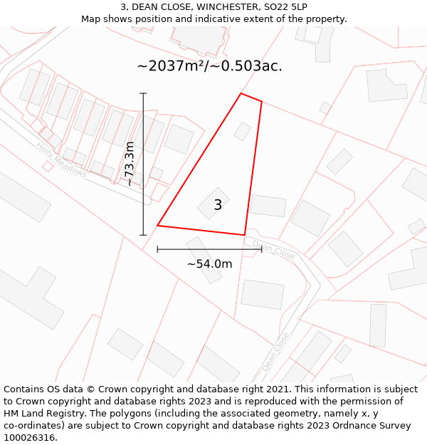 3, DEAN CLOSE, WINCHESTER, SO22 5LP: Plot and title map