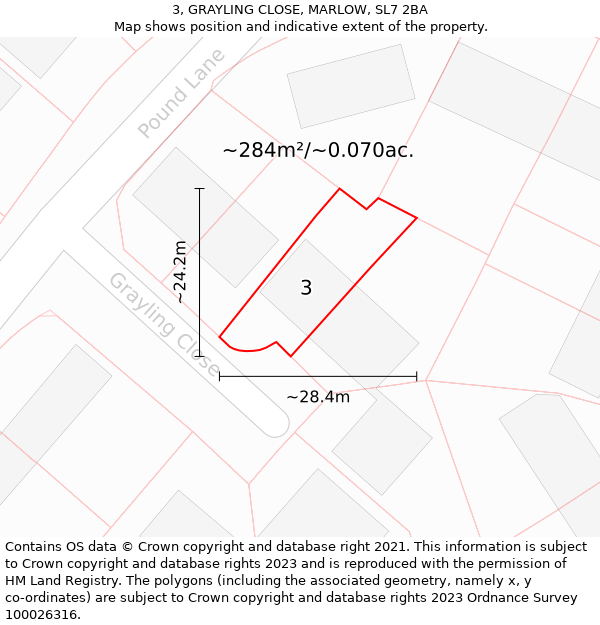 3, GRAYLING CLOSE, MARLOW, SL7 2BA: Plot and title map