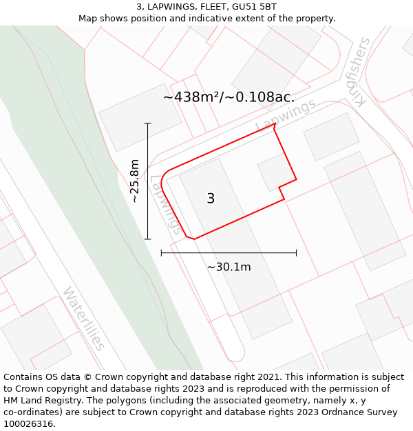 3, LAPWINGS, FLEET, GU51 5BT: Plot and title map