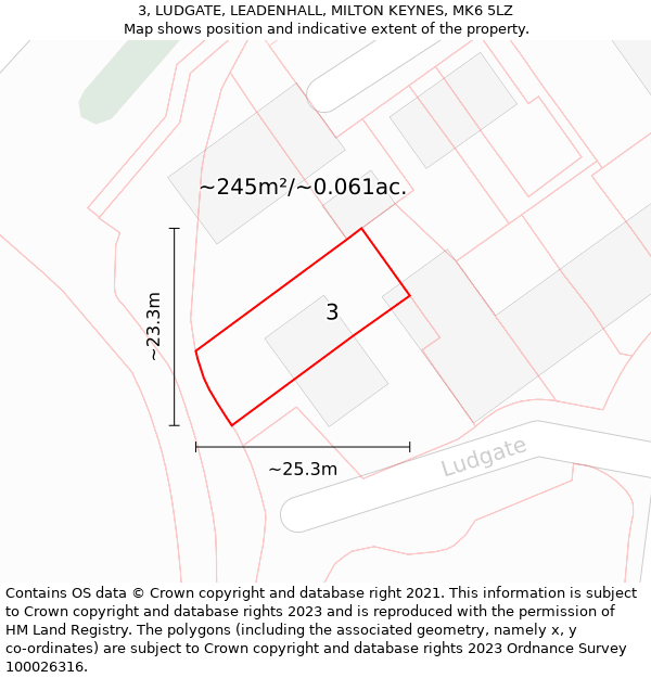 3, LUDGATE, LEADENHALL, MILTON KEYNES, MK6 5LZ: Plot and title map