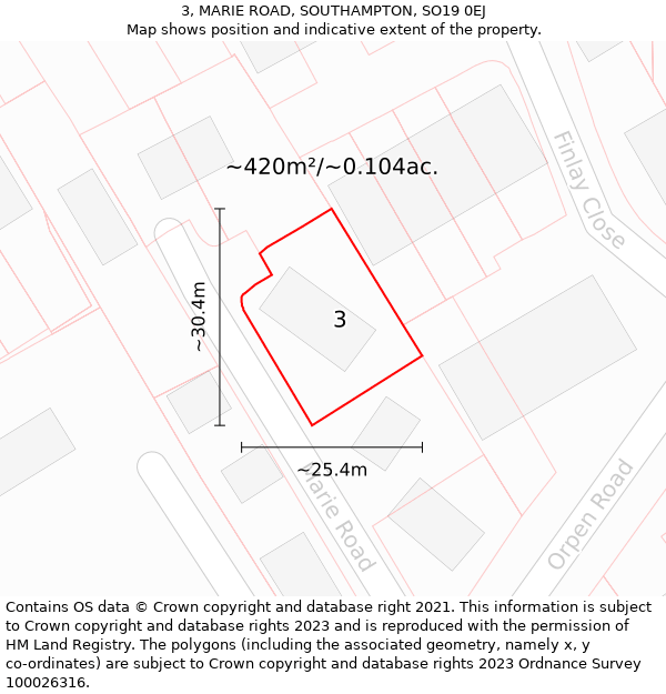 3, MARIE ROAD, SOUTHAMPTON, SO19 0EJ: Plot and title map