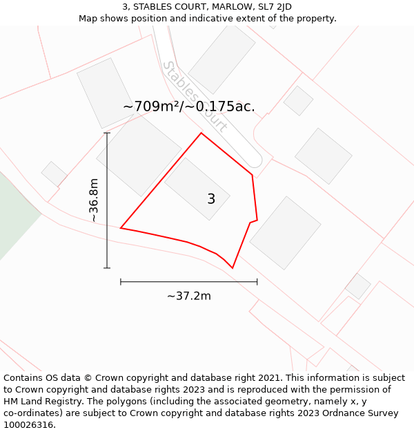 3, STABLES COURT, MARLOW, SL7 2JD: Plot and title map