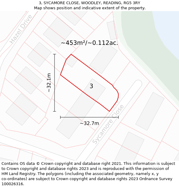 3, SYCAMORE CLOSE, WOODLEY, READING, RG5 3RY: Plot and title map