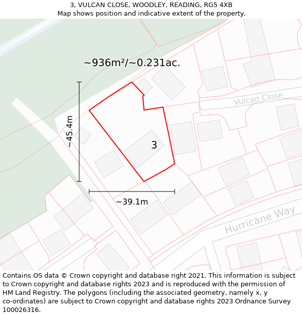 3, VULCAN CLOSE, WOODLEY, READING, RG5 4XB: Plot and title map