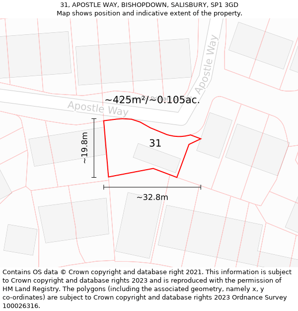 31, APOSTLE WAY, BISHOPDOWN, SALISBURY, SP1 3GD: Plot and title map