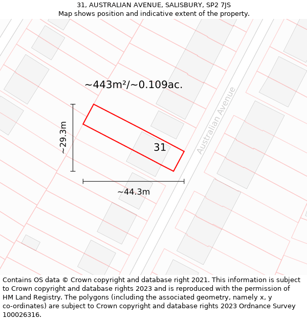 31, AUSTRALIAN AVENUE, SALISBURY, SP2 7JS: Plot and title map