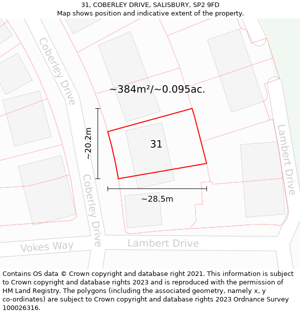 31, COBERLEY DRIVE, SALISBURY, SP2 9FD: Plot and title map