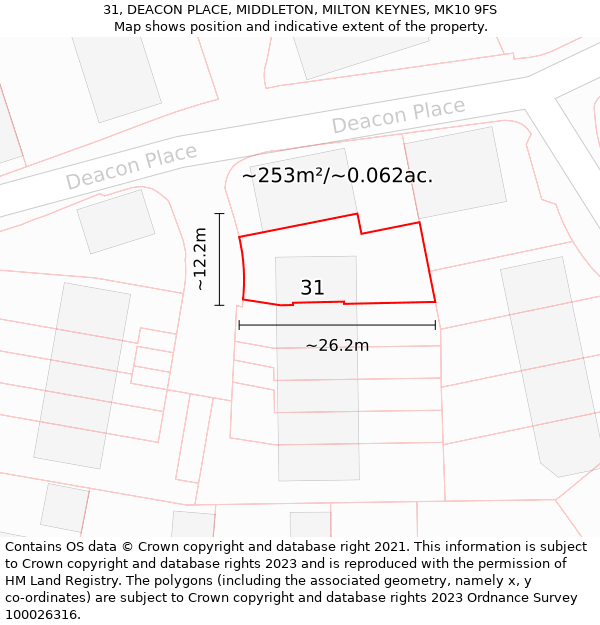 31, DEACON PLACE, MIDDLETON, MILTON KEYNES, MK10 9FS: Plot and title map