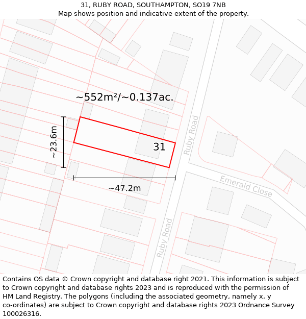 31, RUBY ROAD, SOUTHAMPTON, SO19 7NB: Plot and title map