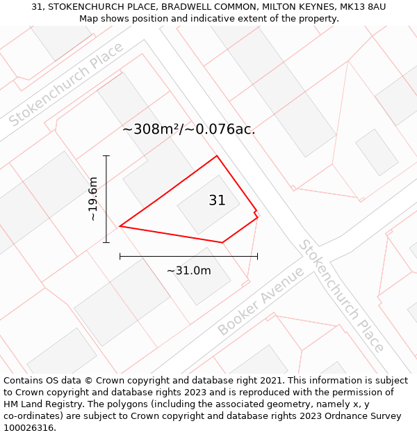 31, STOKENCHURCH PLACE, BRADWELL COMMON, MILTON KEYNES, MK13 8AU: Plot and title map