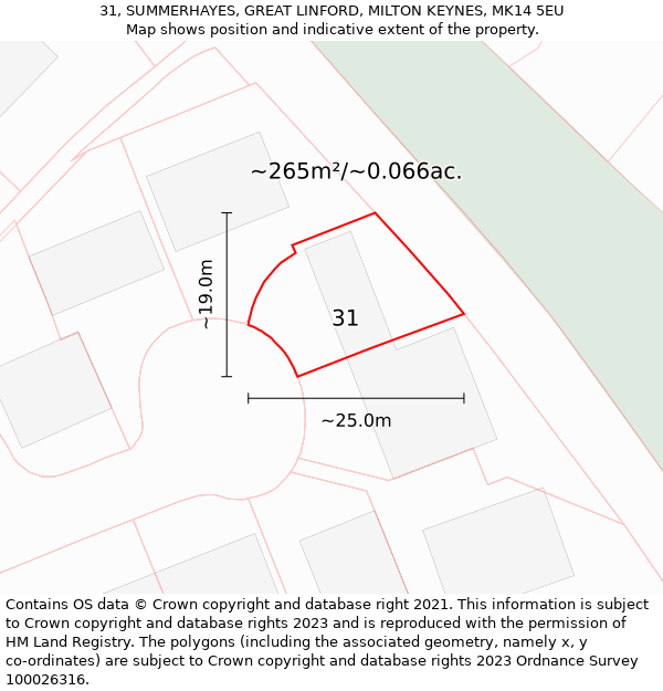 31, SUMMERHAYES, GREAT LINFORD, MILTON KEYNES, MK14 5EU: Plot and title map