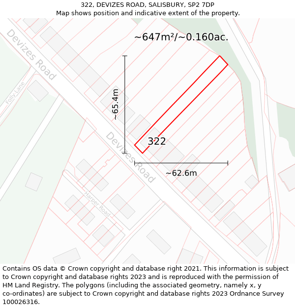 322, DEVIZES ROAD, SALISBURY, SP2 7DP: Plot and title map