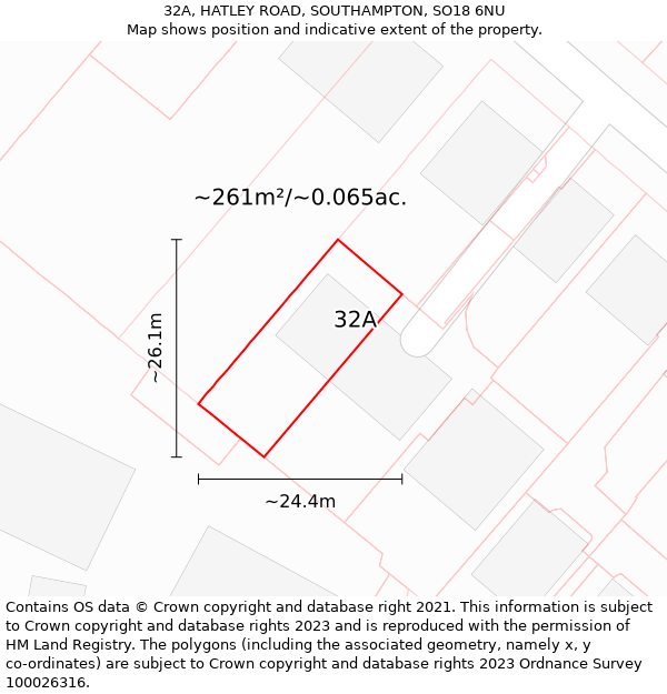 32A, HATLEY ROAD, SOUTHAMPTON, SO18 6NU: Plot and title map