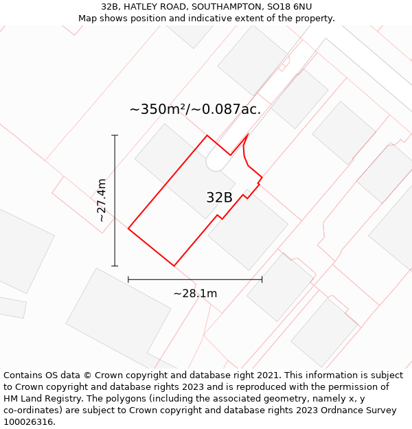 32B, HATLEY ROAD, SOUTHAMPTON, SO18 6NU: Plot and title map