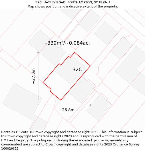 32C, HATLEY ROAD, SOUTHAMPTON, SO18 6NU: Plot and title map