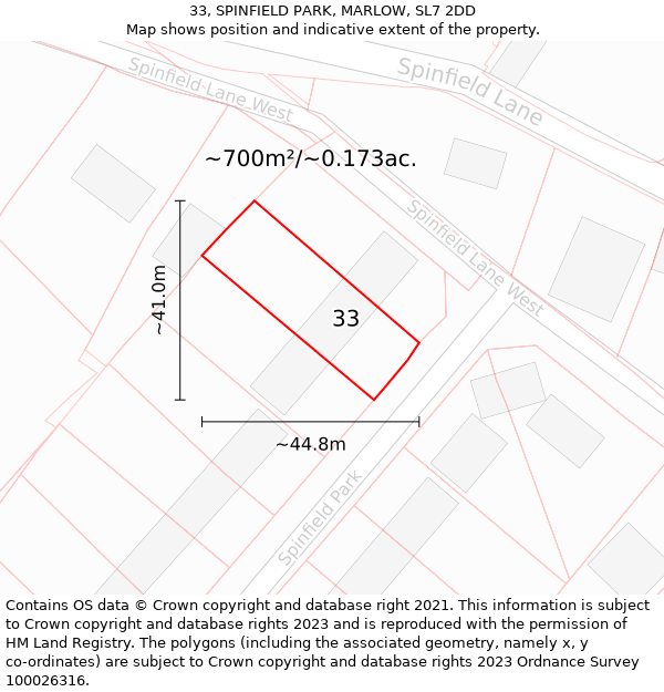 33, SPINFIELD PARK, MARLOW, SL7 2DD: Plot and title map