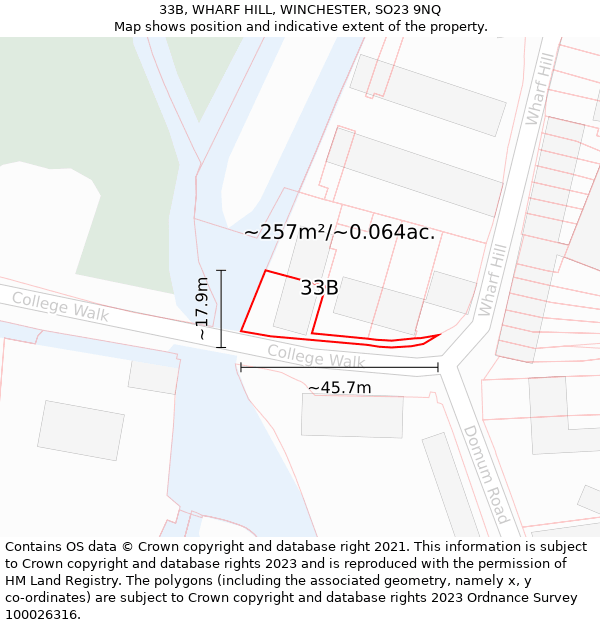 33B, WHARF HILL, WINCHESTER, SO23 9NQ: Plot and title map