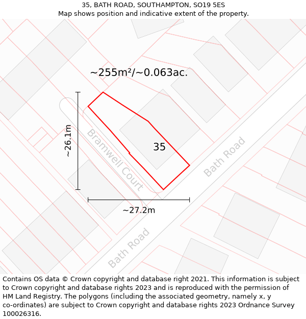 35, BATH ROAD, SOUTHAMPTON, SO19 5ES: Plot and title map