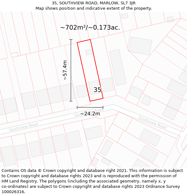 35, SOUTHVIEW ROAD, MARLOW, SL7 3JR: Plot and title map