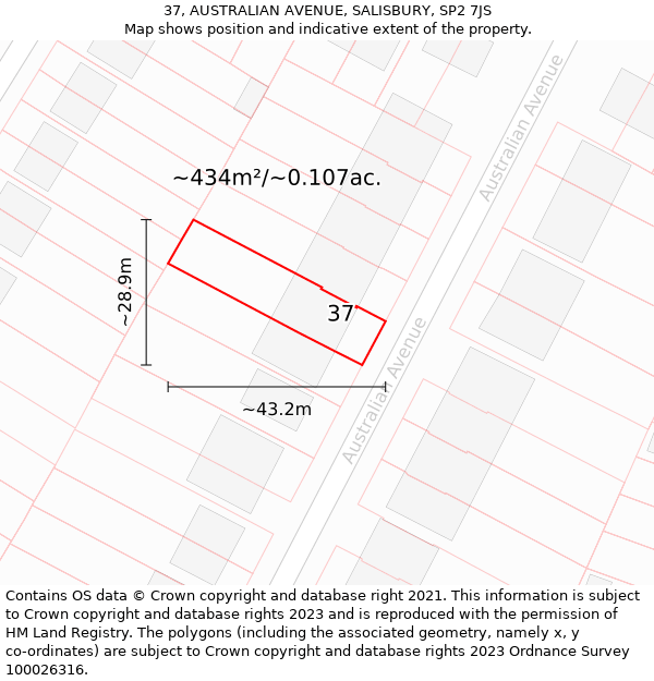 37, AUSTRALIAN AVENUE, SALISBURY, SP2 7JS: Plot and title map