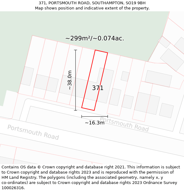 371, PORTSMOUTH ROAD, SOUTHAMPTON, SO19 9BH: Plot and title map