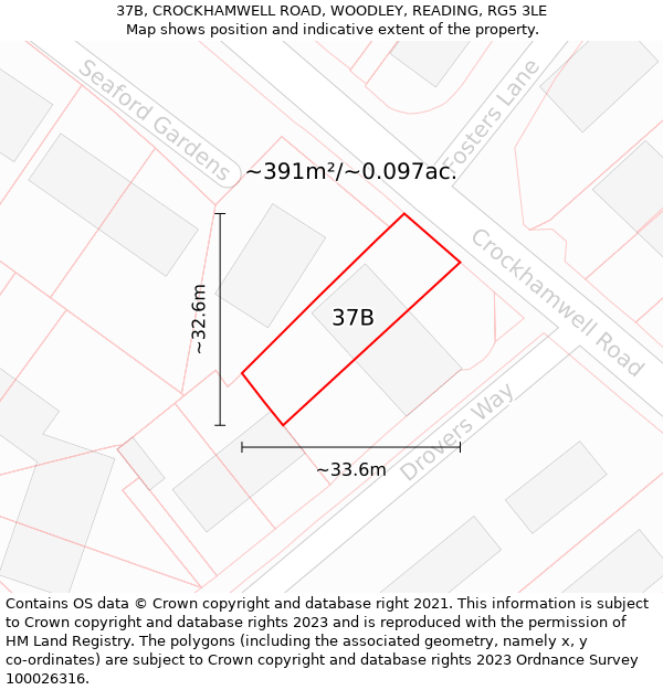 37B, CROCKHAMWELL ROAD, WOODLEY, READING, RG5 3LE: Plot and title map