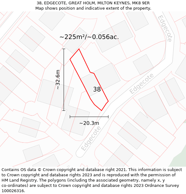 38, EDGECOTE, GREAT HOLM, MILTON KEYNES, MK8 9ER: Plot and title map