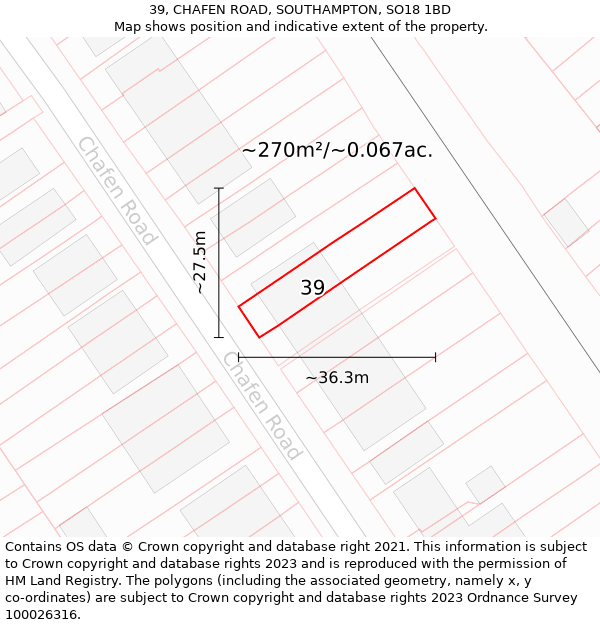 39, CHAFEN ROAD, SOUTHAMPTON, SO18 1BD: Plot and title map