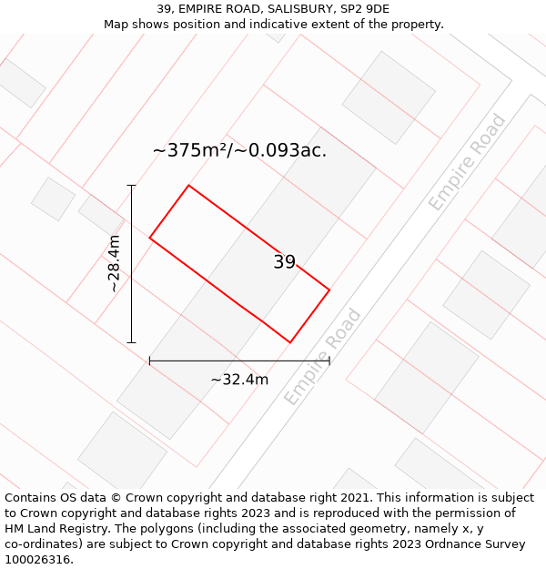 39, EMPIRE ROAD, SALISBURY, SP2 9DE: Plot and title map