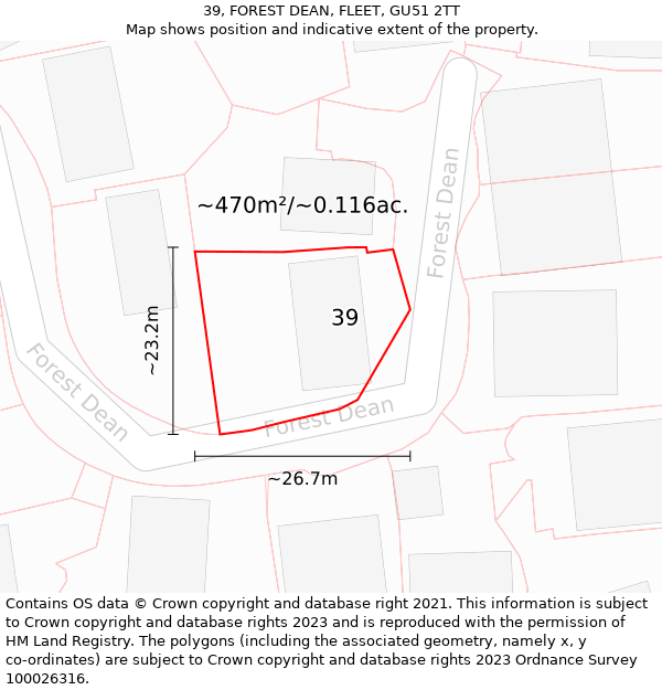 39, FOREST DEAN, FLEET, GU51 2TT: Plot and title map