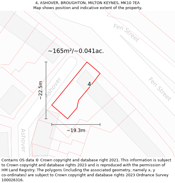 4, ASHOVER, BROUGHTON, MILTON KEYNES, MK10 7EA: Plot and title map