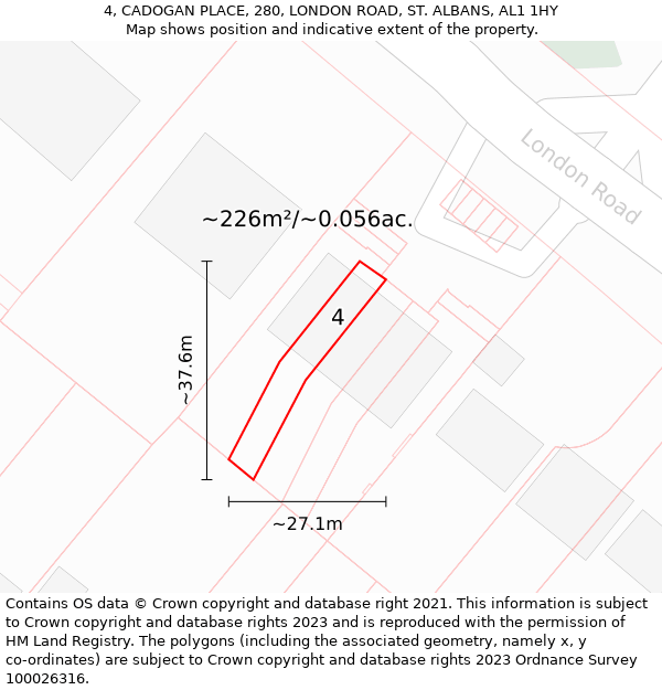 4, CADOGAN PLACE, 280, LONDON ROAD, ST ALBANS, AL1 1HY: Plot and title map