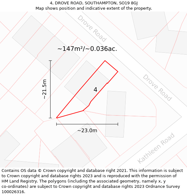 4, DROVE ROAD, SOUTHAMPTON, SO19 8GJ: Plot and title map