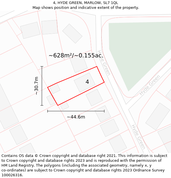 4, HYDE GREEN, MARLOW, SL7 1QL: Plot and title map