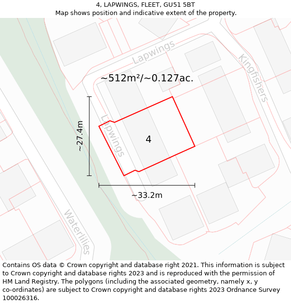 4, LAPWINGS, FLEET, GU51 5BT: Plot and title map