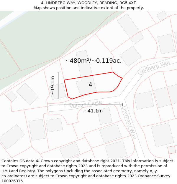 4, LINDBERG WAY, WOODLEY, READING, RG5 4XE: Plot and title map