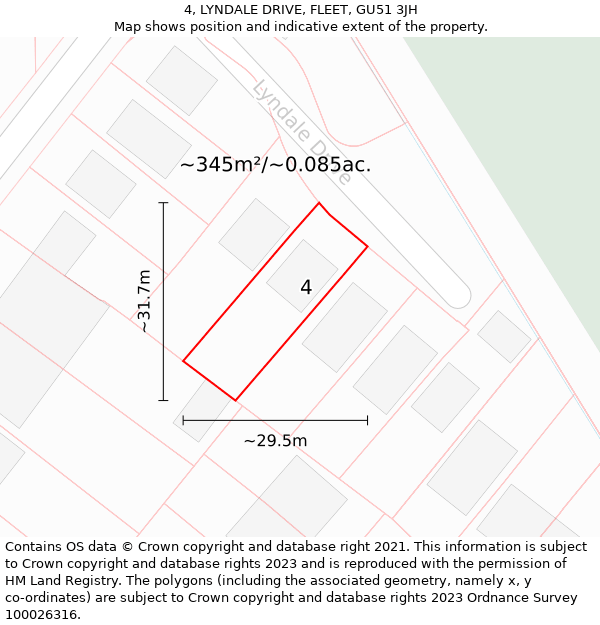 4, LYNDALE DRIVE, FLEET, GU51 3JH: Plot and title map