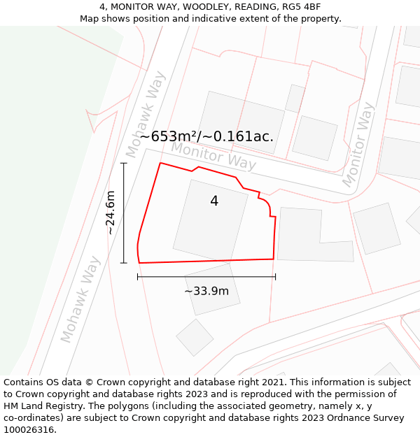 4, MONITOR WAY, WOODLEY, READING, RG5 4BF: Plot and title map