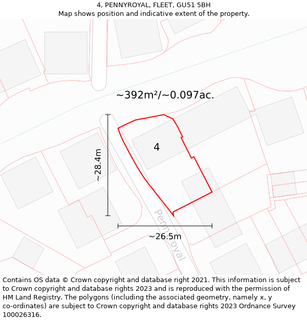 4, PENNYROYAL, FLEET, GU51 5BH: Plot and title map