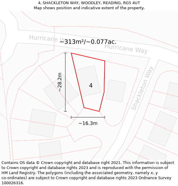 4, SHACKLETON WAY, WOODLEY, READING, RG5 4UT: Plot and title map