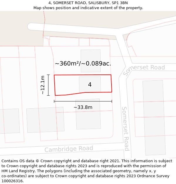 4, SOMERSET ROAD, SALISBURY, SP1 3BN: Plot and title map