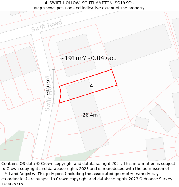 4, SWIFT HOLLOW, SOUTHAMPTON, SO19 9DU: Plot and title map