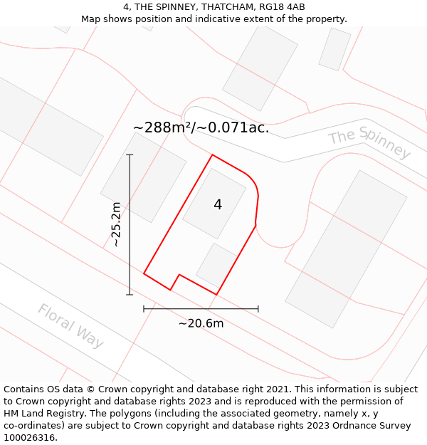 4, THE SPINNEY, THATCHAM, RG18 4AB: Plot and title map