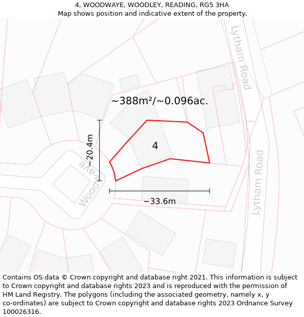 4, WOODWAYE, WOODLEY, READING, RG5 3HA: Plot and title map