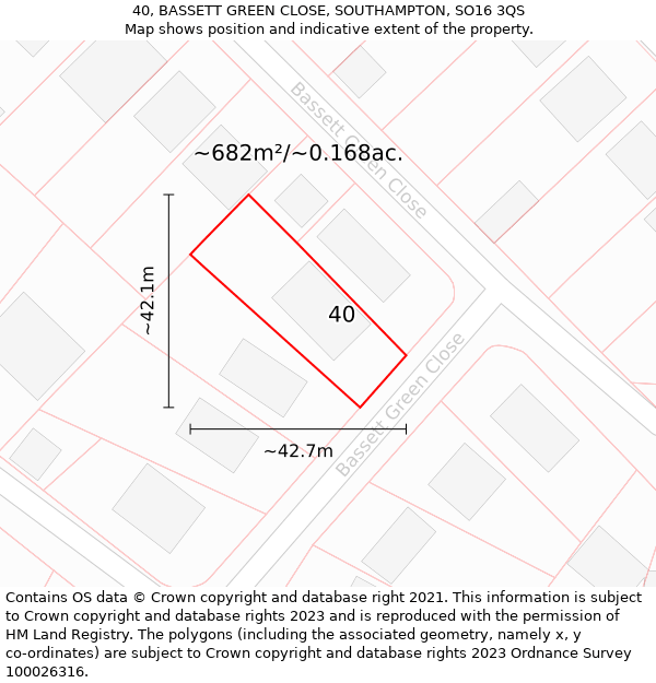 40, BASSETT GREEN CLOSE, SOUTHAMPTON, SO16 3QS: Plot and title map